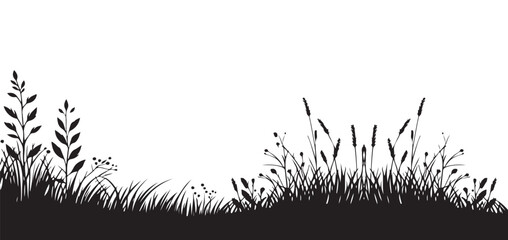 Grass Silhouette Vector Illustration Landscape Element For Designs