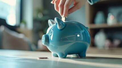 The blue piggy bank