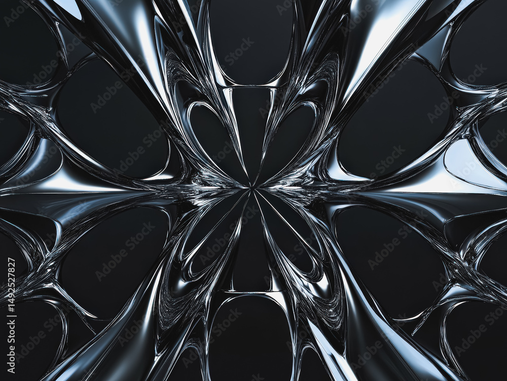 Aufkleber black and silver image of a spiral with a heart in the middle. the image is abstract and has a futur