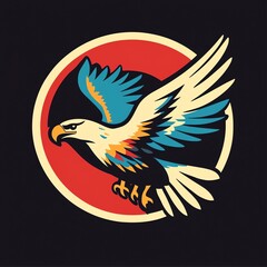 Obraz premium A vibrant eagle in mid-flight, symbolizing freedom and strength in art.