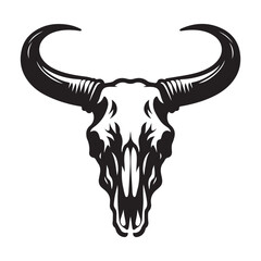 Steer Skull Silhouette Vector Art Print for Western Decor