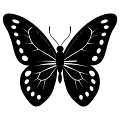 Black Silhouette of a Butterfly with Detailed Wings