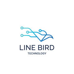 Line bird technology logo vector