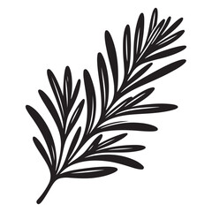 Rosemary Sprig Silhouette Vector Illustration for Culinary Herbs Design