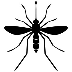 Black Silhouette of a Mosquito Vector Illustration