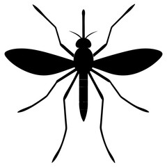 Black Silhouette of a Mosquito Insect Vector Illustration