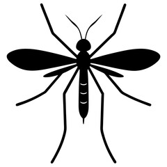 Black Silhouette of a Mosquito Insect Vector Illustration
