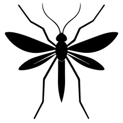 Black Silhouette of a Mosquito Top View Illustration