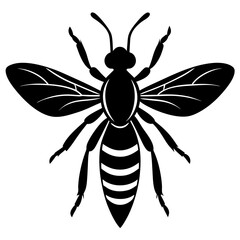 Black and White Honeybee Silhouette Illustration