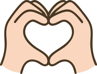 손모양으로 하트를 만들고 있다.