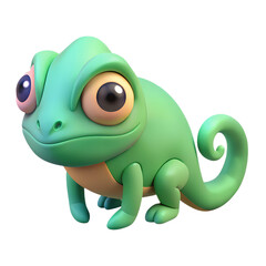 Fototapeta premium Adorable cartoon chameleon character isolated on a white background