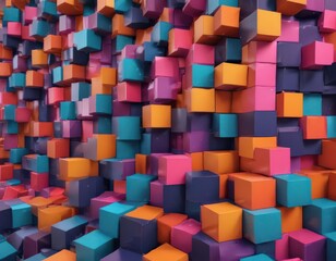 Obraz premium Abstract geometric background of overlapping squares in vibrant, contrasting colors , contemporary, technology