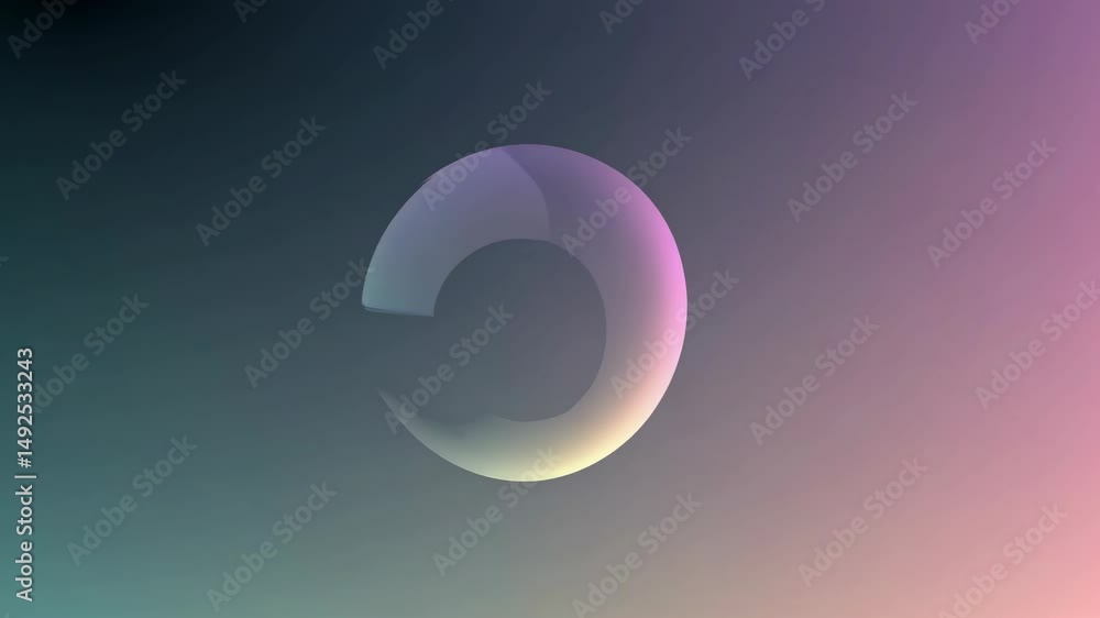 Poster abstract sphere with dynamic shapes and iridescent colors floats against a soft gradient backdrop, c