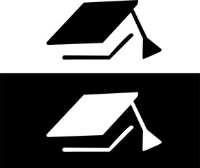 Dual Tone Graduation Cap Icon: A classic graduation cap in contrasting monochrome hues, elegantly symbolizes academic achievement, education, and the milestone of graduation. 