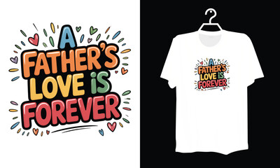 Bold Inspirational Father’s Day Quote Illustration with Rainbow Rays and Family Theme