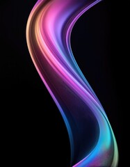 Naklejka premium Abstract fluid iridescent holographic curved wave in motion colorful gradient design on black background