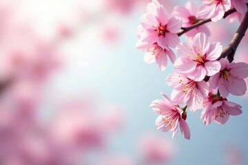 Delicate pink cherry blossoms, full bloom, scattered pattern , delicate, sweet