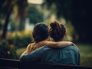 Reassuring Pat on Shoulder Between Friends Outdoors