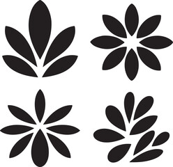 set of black and white flowers Silhouette