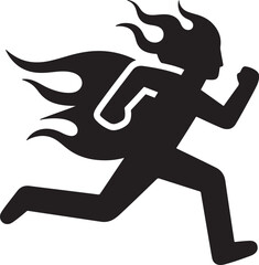 Fired Running Man Icon Vector Style silhouette