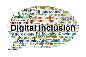 Digital Inclusion Word Cloud. Empowering Access Equality and Connectivity for All