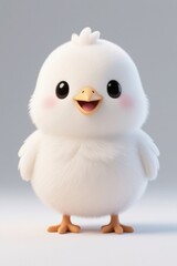 there is a white chicken with a big smile on its face