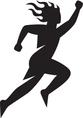 silhouette of a woman jumping logo design