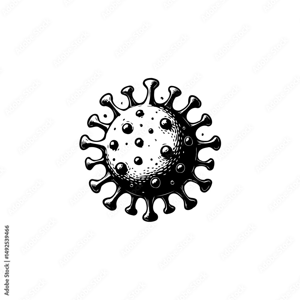 Aufkleber intricate monochrome representation of a viral structure with detailed surface features