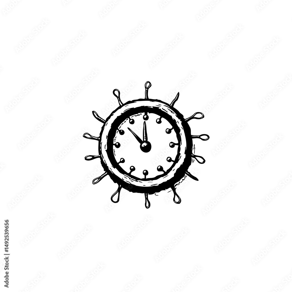 Poster abstract depiction of time with a vintage clock face and unique design elements