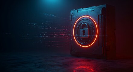 Futuristic Digital Portal with Neon Glow