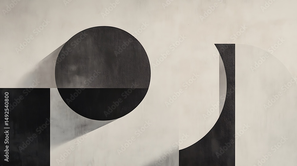 Aufkleber abstract monochromatic composition plays with shadows and geometric forms for modern art minimalisti
