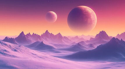 Fototapeta premium Alien planet landscape sunset