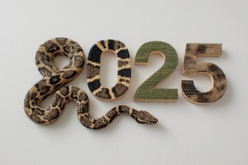 Obraz premium Serpentine 2025: A Textured Snake and Number Art Piece