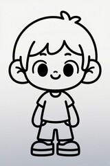 Fototapeta premium cartoon drawing of a boy with a white shirt and black pants