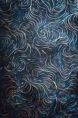 Blue and gold swirl patterned background with a black and gold swirl patterned foreground