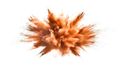 Abstract Brown Powder Explosion on transparent Background