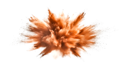 Abstract Brown Powder Explosion on transparent Background