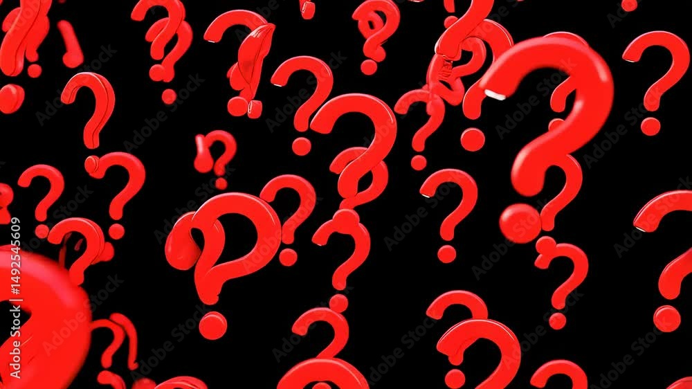 Poster abstract animation red question marks falling