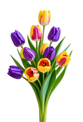 Fototapeta premium Elegant BouquetTulips, isolated on transparent background, png