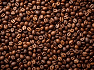 Fototapeta premium A close-up shot of a heap of roasted coffee beans background 