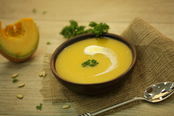 Coconut Curry Pumpkin Soup yellow creamy