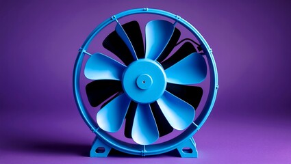 Obraz premium Vibrant electric blue fan against purple backdrop