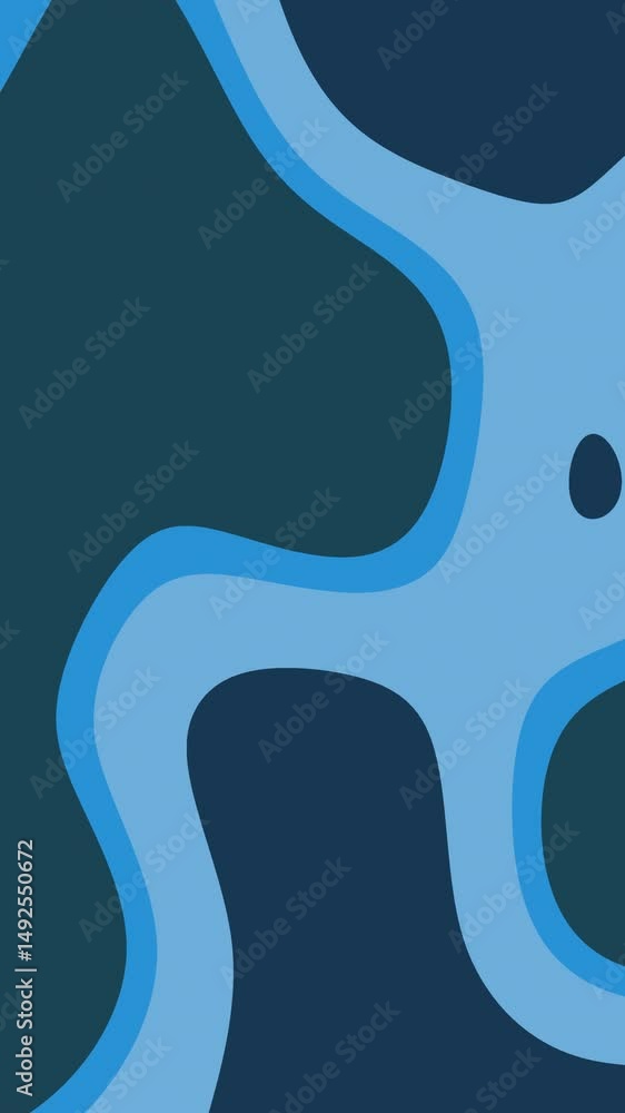 Poster abstract animation with flowing blue and teal shapes. organic forms create a calming, hypnotic effec