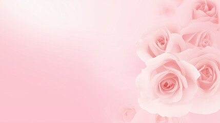 Soft pink roses on pastel gradient background with romantic floral composition