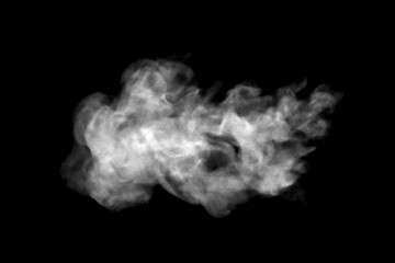 Close-up photo set of abstract white smoke or vapor floating on black background. Fog and cloud...