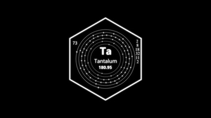 tantalum chemical element periodic table on background.animated periodic table.Shows name, atomic weight and element number. - Powered by Adobe