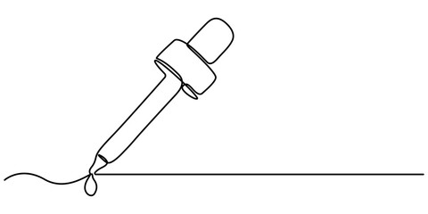 dropper continuous one line drawing, continuous one single line drawing icon of bottles with liquid ,Eye Drops one line drawing, Dropper and bottle with serum or oil, line. Cosmetic product in vial. 