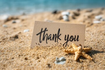 Beach Thank You Note: Starfish and Sand Serenity