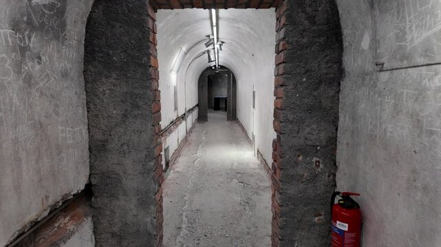 Inside The Bunkeranlage Obersalzberg Historical Landmark In Berchtesgaden, Germany. Dolly shot