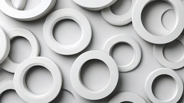 white concentric rings arranged in seamless abstract pattern on subtle gray background